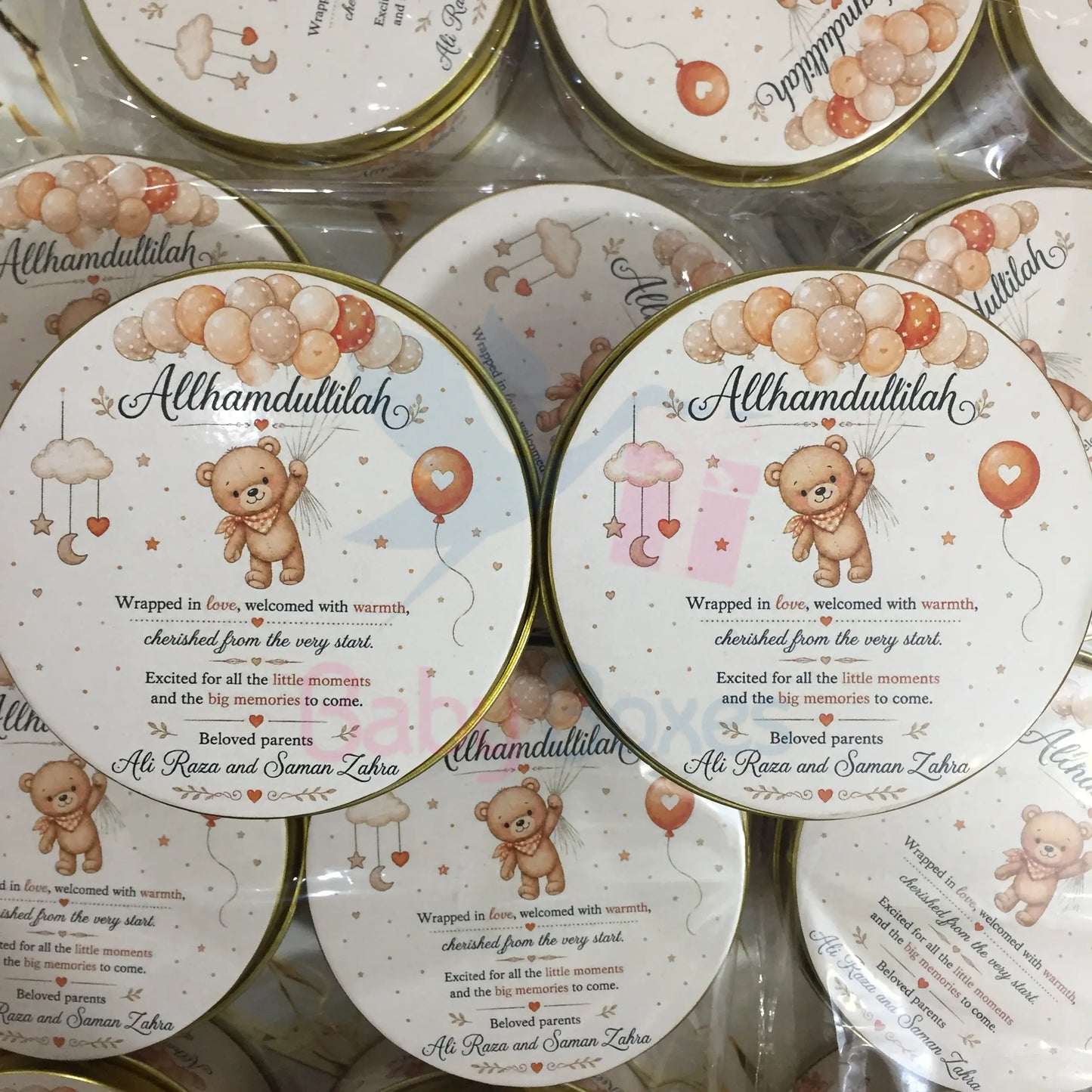 250gm Teddy Bear Baby Announcement Tin Box