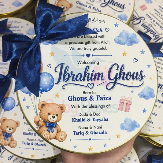 Half kg Teddy Theme Baby Boy Announcement Box