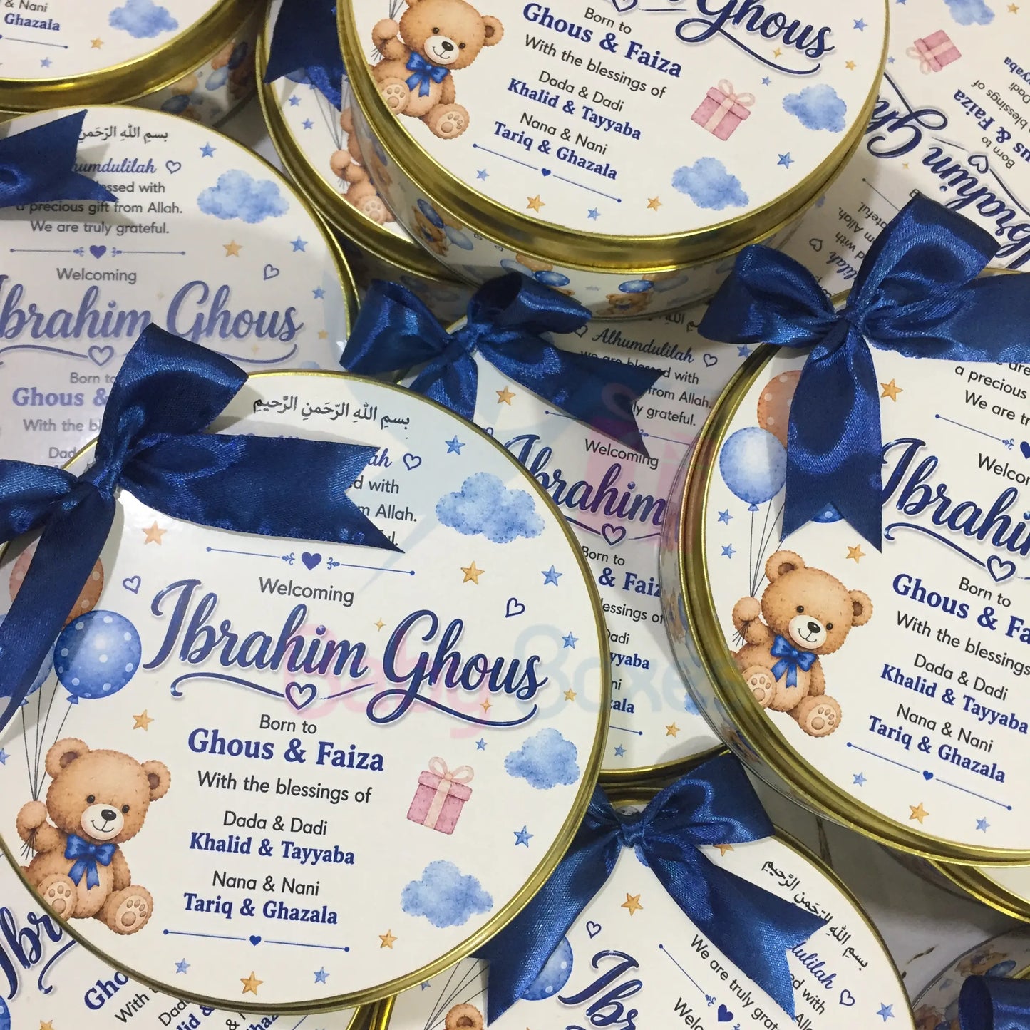 Half kg Teddy Theme Baby Boy Announcement Box