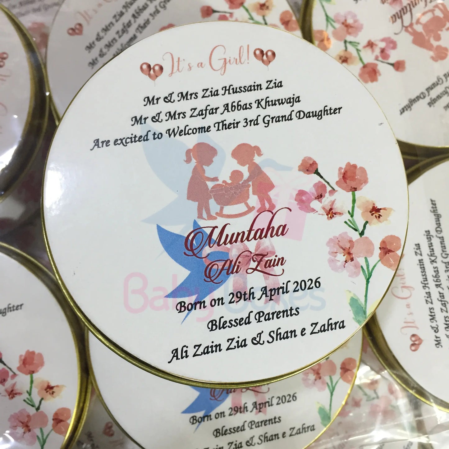 Half kg Floral Baby Girl Birth Announcement Box