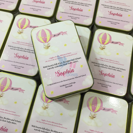 Half Kg Baby Girl Announcement Sweet Tin Box