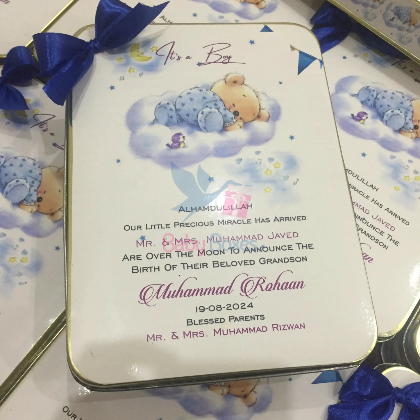 1kg Baby Boy Announcement Sweet Box With Bow